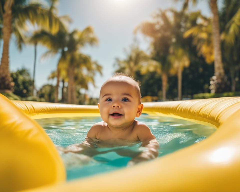 Baby met zwemring