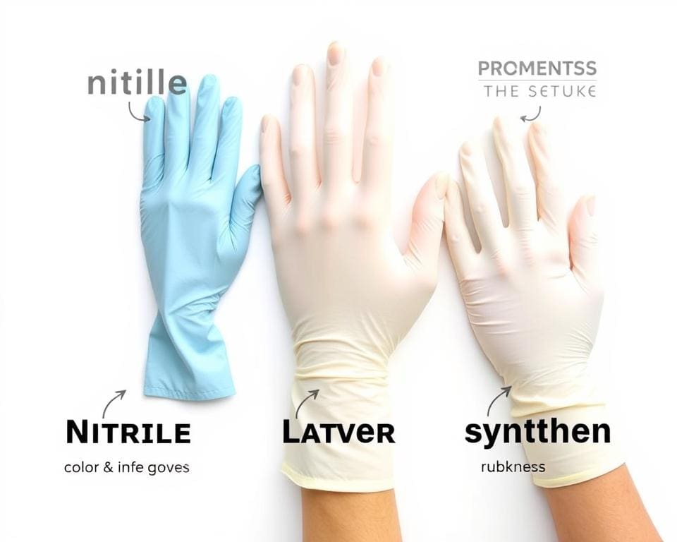 vergelijking nitril handschoenen, latex en synthetisch rubber